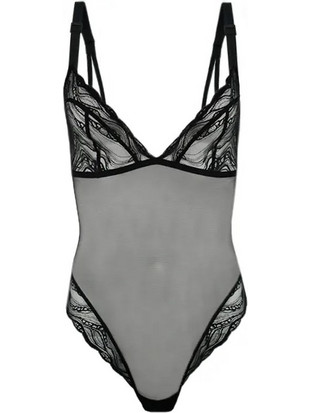 Calvin Klein Γυναικείο Κορμάκι Brazil με Τιραντάκι & Δαντέλα Μαύρο QF7928E-UB1