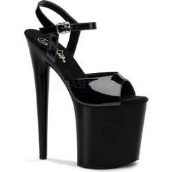 Pleaser Flamingo 809 Γυναικεία Πέδιλα Μαύρα με Λεπτό Ψηλό Τακούνι και Φιάπα