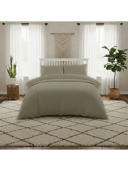 Melinen Σεντόνι King Size Βαμβακοσατέν 270x270 Lavish Satin Olive Grey