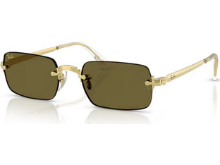Ray-Ban RB3928 001/73 Ανδρικά Γυαλιά Ηλίου Ορθογώνια Μεταλλικά Χρυσά με Καφέ Φακό