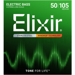 Elixir Strings 14702 Σετ 4 Χορδές Ηλεκτρικού Μπάσου Stainless Steel 50-105" Medium Tension