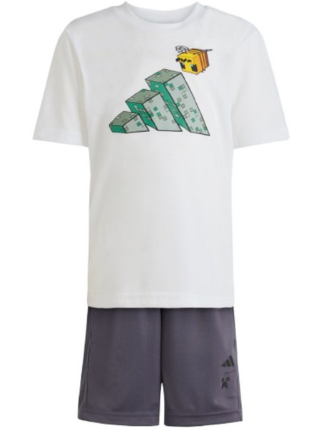 Adidas Minecraft Παιδικό Σετ Καλοκαιρινό Λευκό Ανθρακί JZ3533