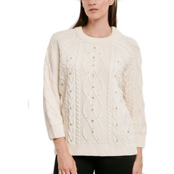 Fibes Fashion Γυναικεία Πλεκτή Μπλούζα Εκρού 03-6509N