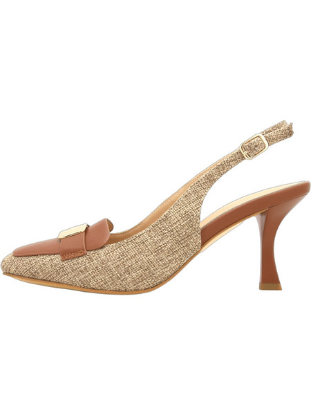 Gianna Kazakou Gallena Γόβες Slingback Δερμάτινες με Λεπτό Ψηλό Τακούνι Καφέ AM7961.D1600T234.PDS