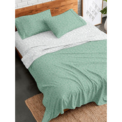 Palatex Σετ Σεντόνια Υπέρδιπλα Φανελένια 230x260 Stepp Botanic Green Beige