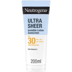 Neutrogena Ultra Sheer Invisible Αντηλιακό Γαλάκτωμα Προσώπου & Σώματος Αντιγηραντικό SPF30 200ml