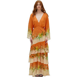Hemithea Bari Maxi Καλοκαιρινό Φόρεμα για Γάμο / Βάπτιση Floral Πορτοκαλί BAR0106