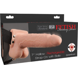 Pipedream Fetish Fantasy 7" Hollow Rechargeable Harness Strap On με Dildo 17.8cm & Δόνηση Flesh