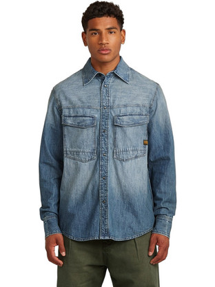 G-Star RAW Ανδρικό Πουκάμισο Τζιν Μακρυμάνικο Κανονική Γραμμή Μπλε D23006-D539-H092