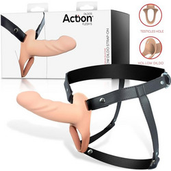 IntoYou Action Small Premium Hollow Harness Strap On με Dildo 14.5cm Flesh