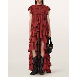 AllSaints Maxi Φόρεμα για Γάμο / Βάπτιση Μεταξωτό Μπορντό W059DE