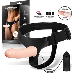 LateToBed Wobox Harness Strap On με Dildo 16.5cm & Δόνηση Flesh LT-746