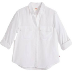 Levi's Elaine Μακρυμάνικο Γυναικείο Πουκάμισο Μεταξωτό Mονόχρωμο Λευκό 005NJ-0002