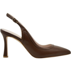 Fardoulis Γόβες Slingback Δερμάτινες με Λεπτό Ψηλό Τακούνι Καφέ 749-119