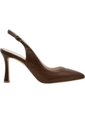 Fardoulis Γόβες Slingback Δερμάτινες με Λεπτό Ψηλό Τακούνι Καφέ 749-119