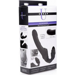 Strap U Slim Rider Ribbed Strapless Strap On 21.6cm με Δόνηση Μαύρο