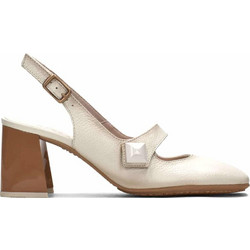 Hispanitas Γόβες Slingback Λουστρίνι με Χοντρό Ψηλό Τακούνι Μπεζ HV243321-C003