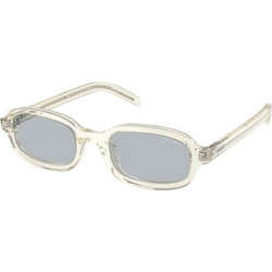 Prada PR06S 12X40W Ανδρικά Γυαλιά Ηλίου Ορθογώνια Κοκάλινα Διαφανή με Γκρι Φακό