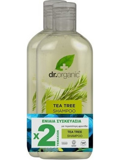Dr. Organic Tea Tree Σαμπουάν για Επανόρθωση για Λιπαρά Μαλλιά 2x265ml