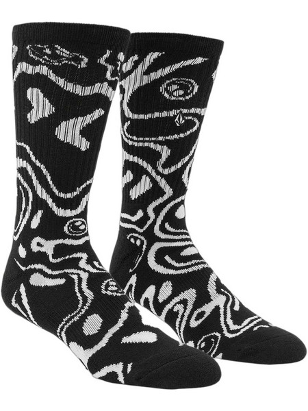 Volcom Ανδρικές Κάλτσες Ψηλές με Σχέδια Μαύρες D6312503-BLK