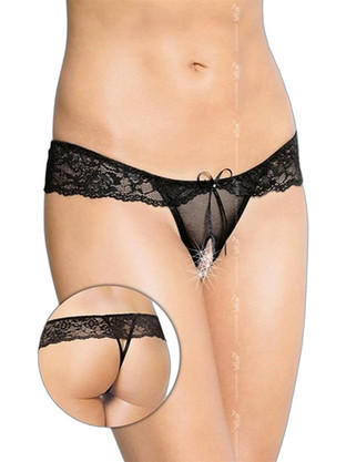 Softline Γυναικείο Sexy String Αυτοκινήτου με Δαντέλα Μαύρο 2443