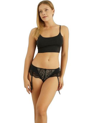 Norddiva Γυναικείο Sexy String με Δαντέλα Μαύρο