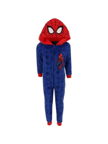 Disney Spider-Man Παιδική Ολόσωμη Πιτζάμα Βελουτέ Χειμωνιάτικη Navy Μπλε Κόκκινη SP24-3562