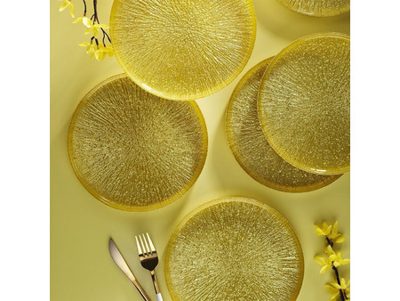 Stewe Home Ηλιοχρώμα Πιάτα Γλυκού Γυάλινα 21cm 6τμχ STE-004009-P4009
