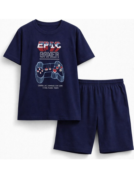 Nina Club Παιδική Πιτζάμα Βαμβακερή Καλοκαιρινή Navy Μπλε 500-26