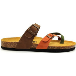 Plakton Γυναικεία Σανδάλια Suede Ανατομικά Σοκολατί Χακί Πορτοκαλί 181032