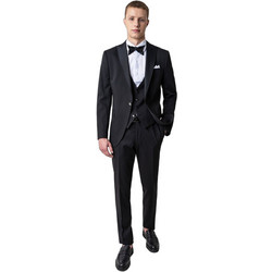 Versace 19V69 Adriano Ανδρικό Κοστούμι Χειμερινό με Στενή Εφαρμογή & Γιλέκο Μαύρο 07.33