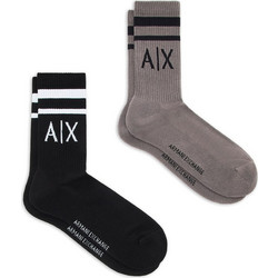 Armani Exchange Ανδρικές Κάλτσες Μέχρι το Γόνατο με Σχέδια Μαύρες Ανθρακί 2Pack 953030-CC650-M8014
