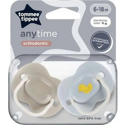 Tommee Tippee Anytime Ορθοδοντικές Πιπίλες 6-18m Παπάκι Εκρού Γκρι 2τμχ