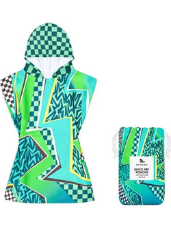 Dock & Bay Tide Skater Παιδικό Πόντσο Θαλάσσης Microfiber Πράσινο 55x75cm