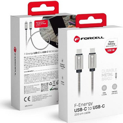 Forcell F-Energy Metal C239 Braided USB-C to USB-C 100W 2m Silver 5903396378478