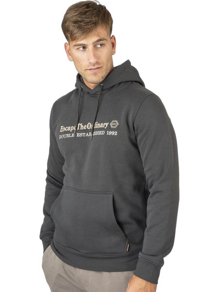 Double Ανδρικό Φούτερ Fleece με Κουκούλα & Τσέπες Ανθρακί 252MTOP-1078