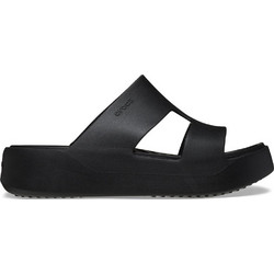 Crocs Getaway H-Strap Γυναικείες Παντόφλες Καλοκαιρινές Flatforms Ανατομικές Αντιολισθητικές Μαύρες 209409-001