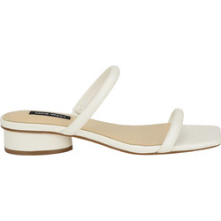 Nine West Morella3 Γυναικεία Πέδιλα Δερμάτινα Λευκά με Χοντρό Χαμηλό Τακούνι 01-140
