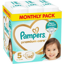 Pampers Premium Care Monthly Pack Πάνες No5 11-16Kg 160τμχ