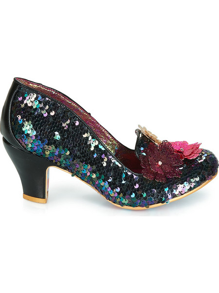 Irregular Choice Γόβες Δερμάτινες με Χοντρό Χαμηλό Τακούνι & Στρας Μαύρες 4255-47