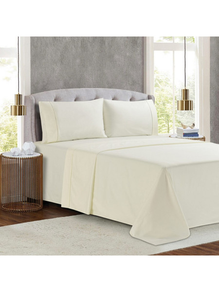 Liolios Home Σετ Σεντόνια Υπέρδιπλα Βαμβακοσατέν 245x270 Venice Ivory
