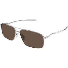 Balenciaga BB0492S 002 Ανδρικά Γυαλιά Ηλίου Ορθογώνια Μεταλλικά Ασημί με Καφέ Φακό
