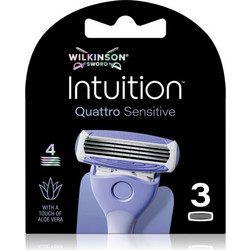 Wilkinson Sword Intuition Quattro Sensitive Γυναικεία Ανταλλακτικά Ξυραφάκια με 4 Λεπίδες & Λιπαντική Ταινία 3τμχ