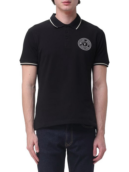 Versace Ανδρική Μπλούζα Polo Κοντομάνικη Μαύρη 80GAGT04CJ01T