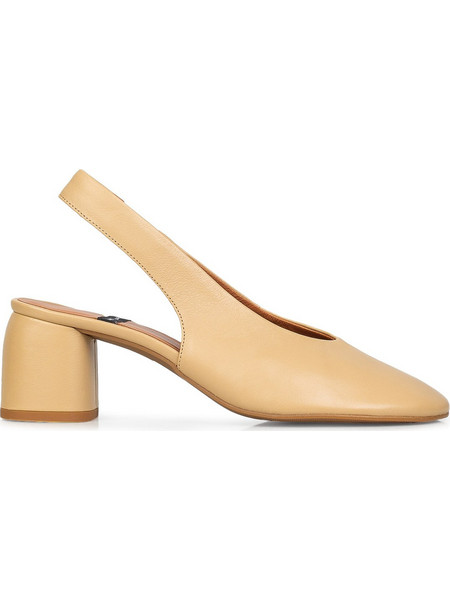 Angel Alarcon Γόβες Slingback Δερμάτινες με Χοντρό Χαμηλό Τακούνι Μπεζ 26068-157A
