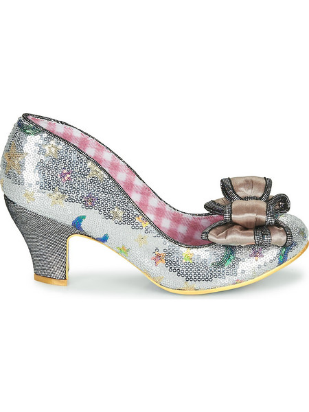 Irregular Choice Γόβες Δερμάτινες με Λεπτό Χαμηλό Τακούνι & Φιόγκο Ασημί 4255-1-AT