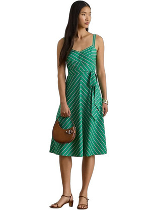 Lauren Ralph Lauren Midi Καλοκαιρινό Βραδινό Φόρεμα Πράσινο 200P03708