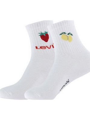 Levi's Cut Fruit Βαμβακερές Ανδρικές Κάλτσες Κοντές με Σχέδια Λευκές 2Pack 701238464-001