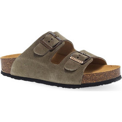 Plakton Γυναικεία Σανδάλια Suede Χακί Μαύρα 340010-717