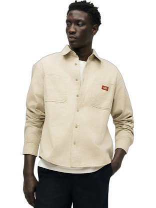 Dickies Ανδρικό Πουκάμισο Βαμβακερό Ριγέ Μακρυμάνικο Κανονική Γραμμή Μπεζ DK0A889SL441